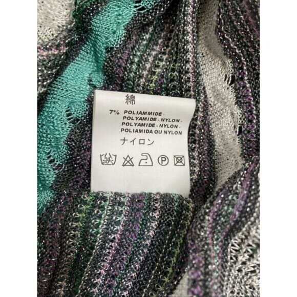 M Missoni Cardigan Sweater Open Draped Metallic Aqua Blue Scarf Striped … - Picture 9 of 9
